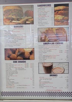 Closer view of left side of menu.