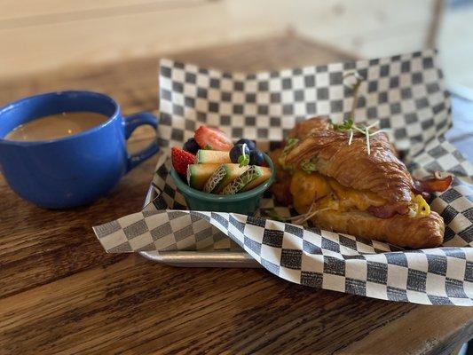 Croissant breakfast sandwich