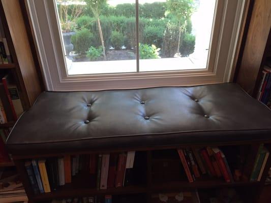 Harrell made this cushion from nothing. We gave him the dimensions, he made it to match our chair. Comfy spot to sit on by the window now.