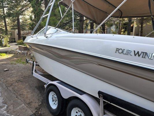 Wet Sand and Buff ! We love making old boats look new again!