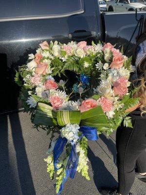 A heart made out of beautiful fresh flowers !