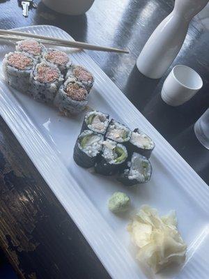 Spicy kani roll and Yellowtail Jalapeno Roll