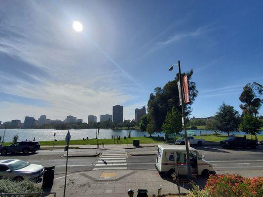 View of lake merritt from Cleveland Cascade lower level