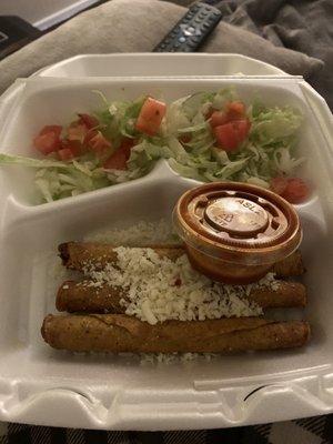 SAME EXACT taquitos you buy in the frozen section of a grocery store.