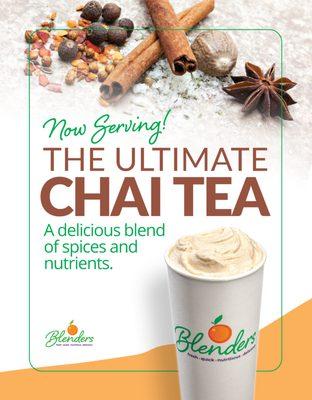 You're missing out if you haven't tried our latest Blender, the ULTIMATE Chai Tea  Packed with spices and nutrients! Available now at all