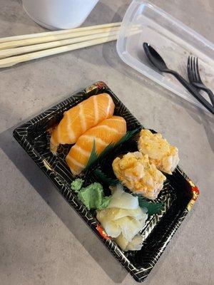 Salmon and Spicy Scallop Nigiri