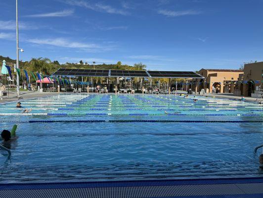 Shallow lap pool. Lessons happen here. Also, water aerobic classes.