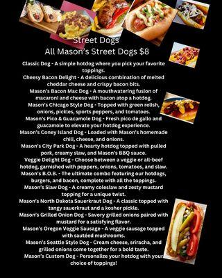 Hotdog menu