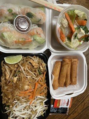 Cheese Rolls Pad, Thai Special Healthy Soup, fresh roll with shrimp.