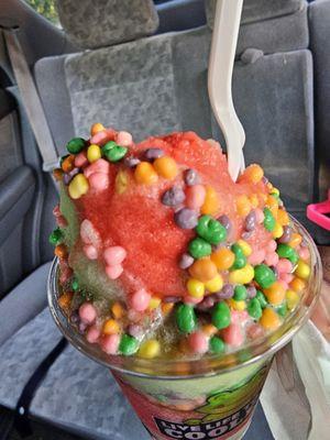 Italian ice (cherry, sour green apple with Nerds)