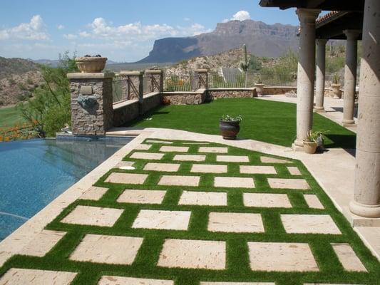 Artificial grass in pavers!