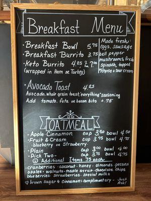 Breakfast menu