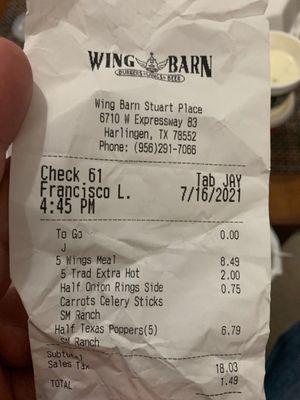 Upcharge $2 for wing shortage that they are experiencing. Nobody else is up charging and have better wings.