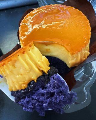 Ube leche flan cupcake