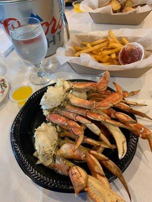 All you can eat Dungeness crab legs and fries