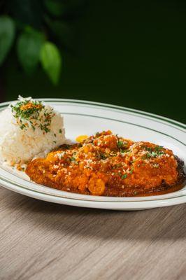 Grilled Fish with Shrimp Sauce.