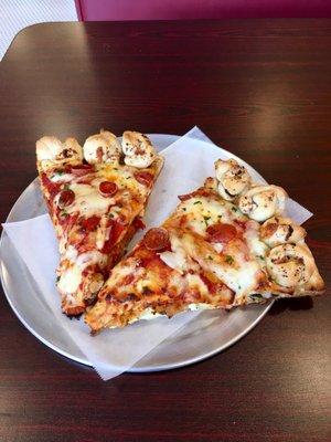 Colossal Pizza Slice with Garlic Knot Crust