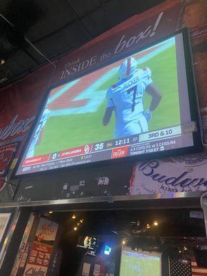 Big screens for football season! They ask you what game you want to watch and put it on for you!