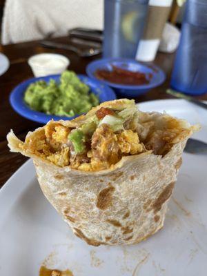 Chorizo and egg breakfast burrito