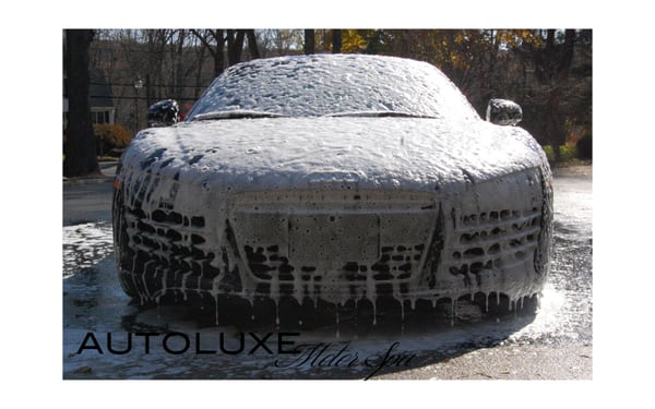 Autoluxe Motor Spa. High End Detailing. Serving Central New Jersey and North Jersey. An Audi R8 receiving a foamy wash.