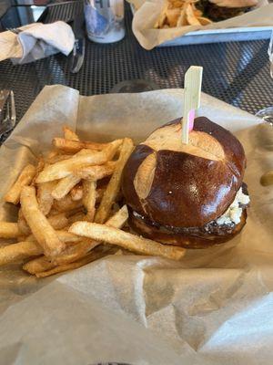 Blue olive burger and fries