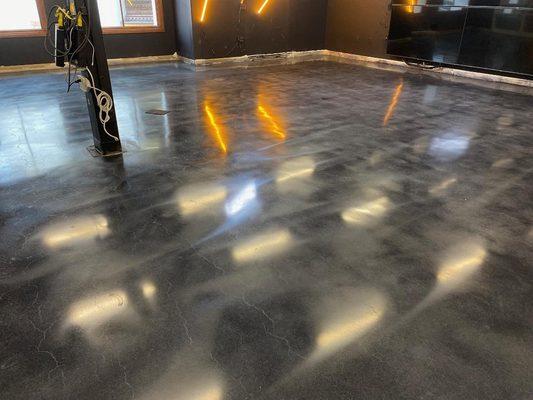 Stained polished concrete