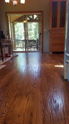 Finished oak flooring