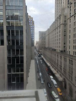 Looking out window down 27th Street towards Madison Ave