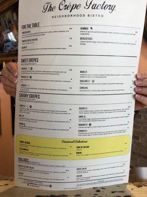 One side of the menu