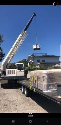 Hotspring spa delivery in San Clemente Ca. Definitely had to use a crane for this one.