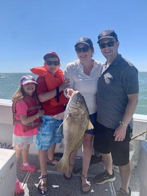 Black drum. You can keep your fish and they will clean them or you can catch and release. We went for the release.