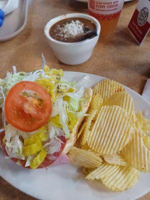 Manager special - half Italian Cruz sub with potato chips & cup of seafood gumbo.