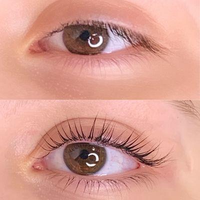 Before and after lash lift