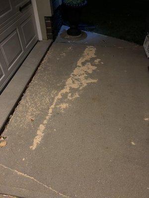 saw dust left in driveway