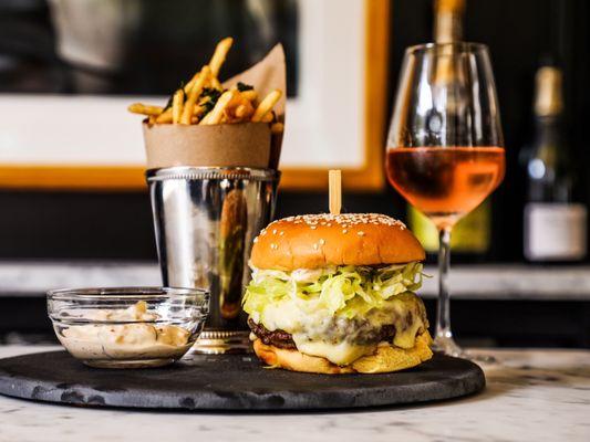 The Riddler Burger with rosemary fries