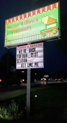 Signage at Sweet Willows Creamery