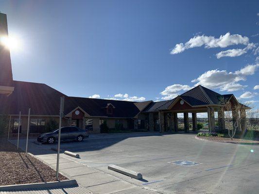 Handicapped parking and front door