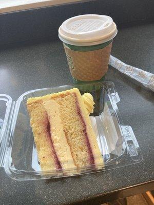 Cake slices ($4.99) and drip coffee available