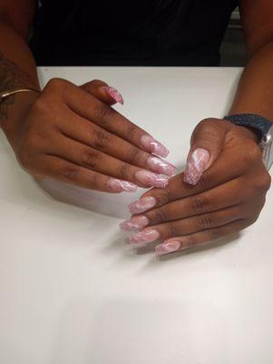 Full set of encapsulated acrylic nails