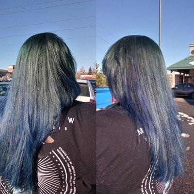 Green to blue ombre without bleach.