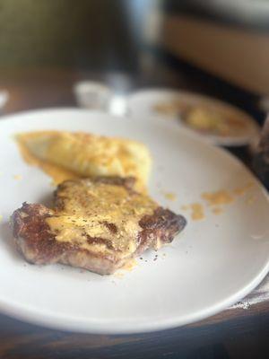 6 oz ribeye with mashed potatoes