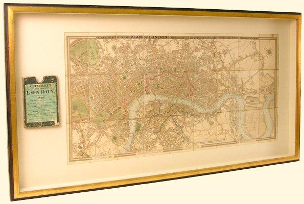 London pocket map in shadowbox