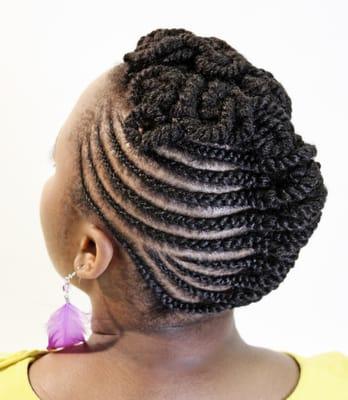 Cornrow two strand twist protective style