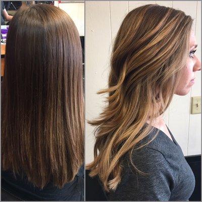 Before & after balayage service