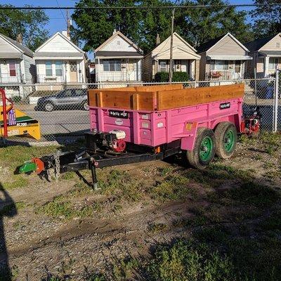 We have added side extension to our dump trailer. This increased the capacity to four yards or ten thousand pounds.