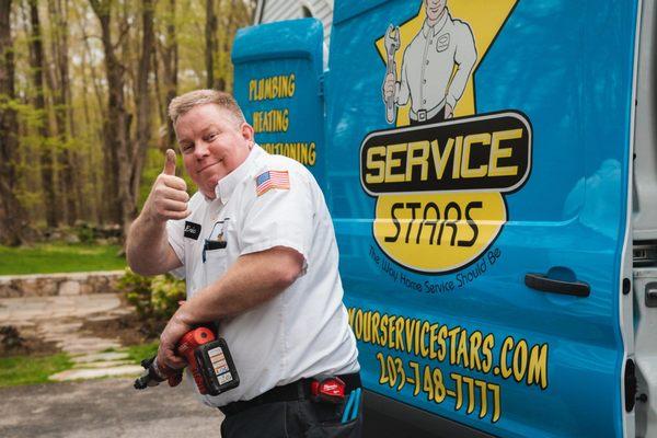 A jolly thumbs up from one of our plumbers, Eric.