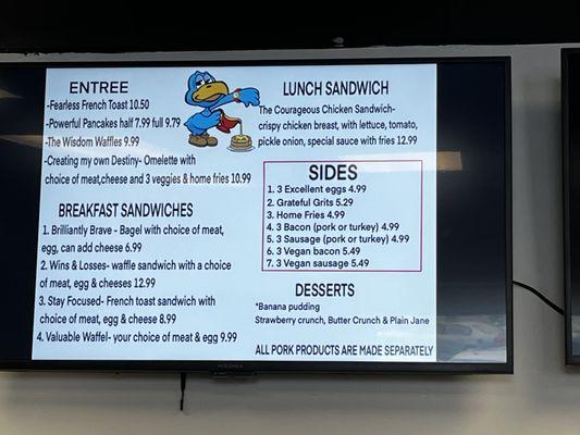 Here is a pic of the entree menu.