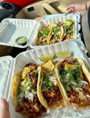 Al Pastor tacos and chicken tacos