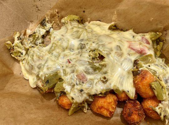 Green chili cheese sweet potato tots