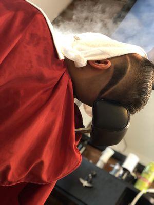 Men's hair Design complimented with a CBD Hot Towel Shave!